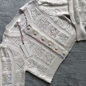 NWT LoveShackFancy Lata Cropped Cardigan Pointelle